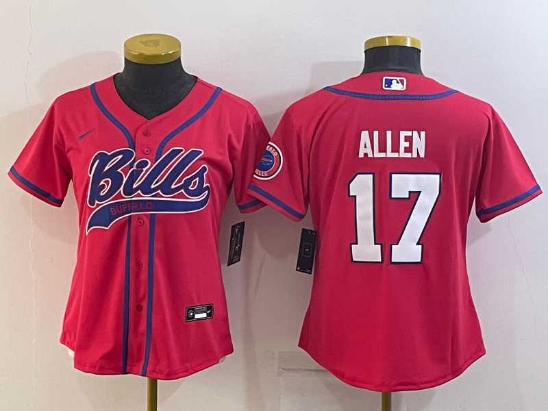 Women's Buffalo Bills #17 Josh Allen Red Stitched Cool Base Nike Baseball Jersey,We sell and wholesale Women's Buffalo Bills #17 Josh Allen Red Stitched Cool Base Nike Baseball Jersey on line form chian!
